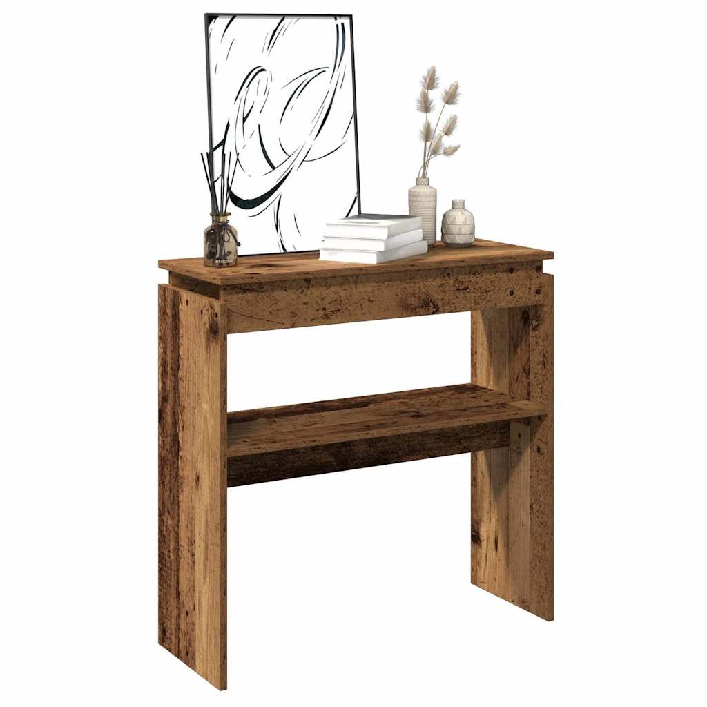 Console table aged wood 80x30x80 cm engineered wood