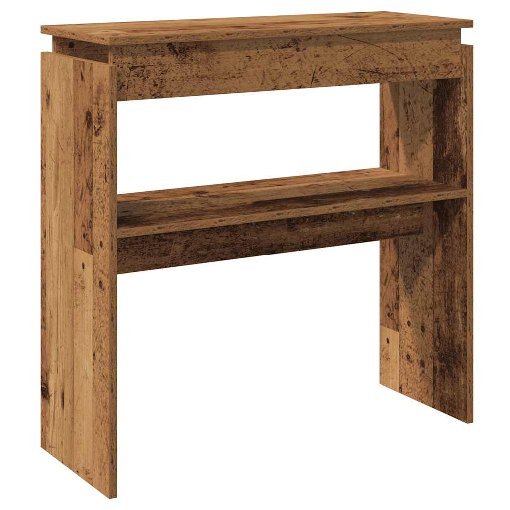 Console table aged wood 80x30x80 cm engineered wood