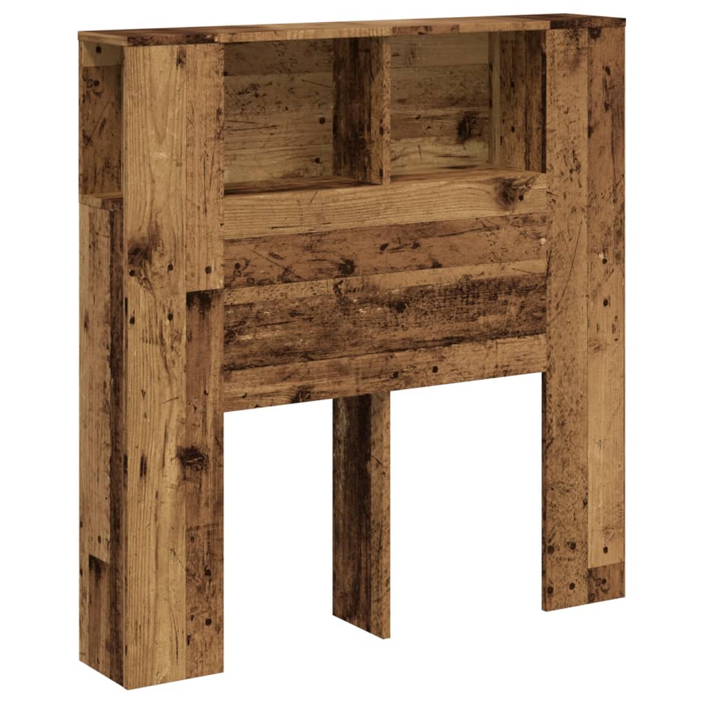 Bed headboard with storage, aged wood, 100x19x104.5cm, engineered wood