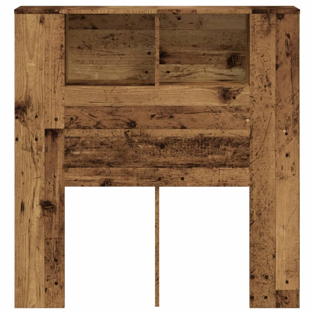 Bed headboard with storage, aged wood, 100x19x104.5cm, engineered wood
