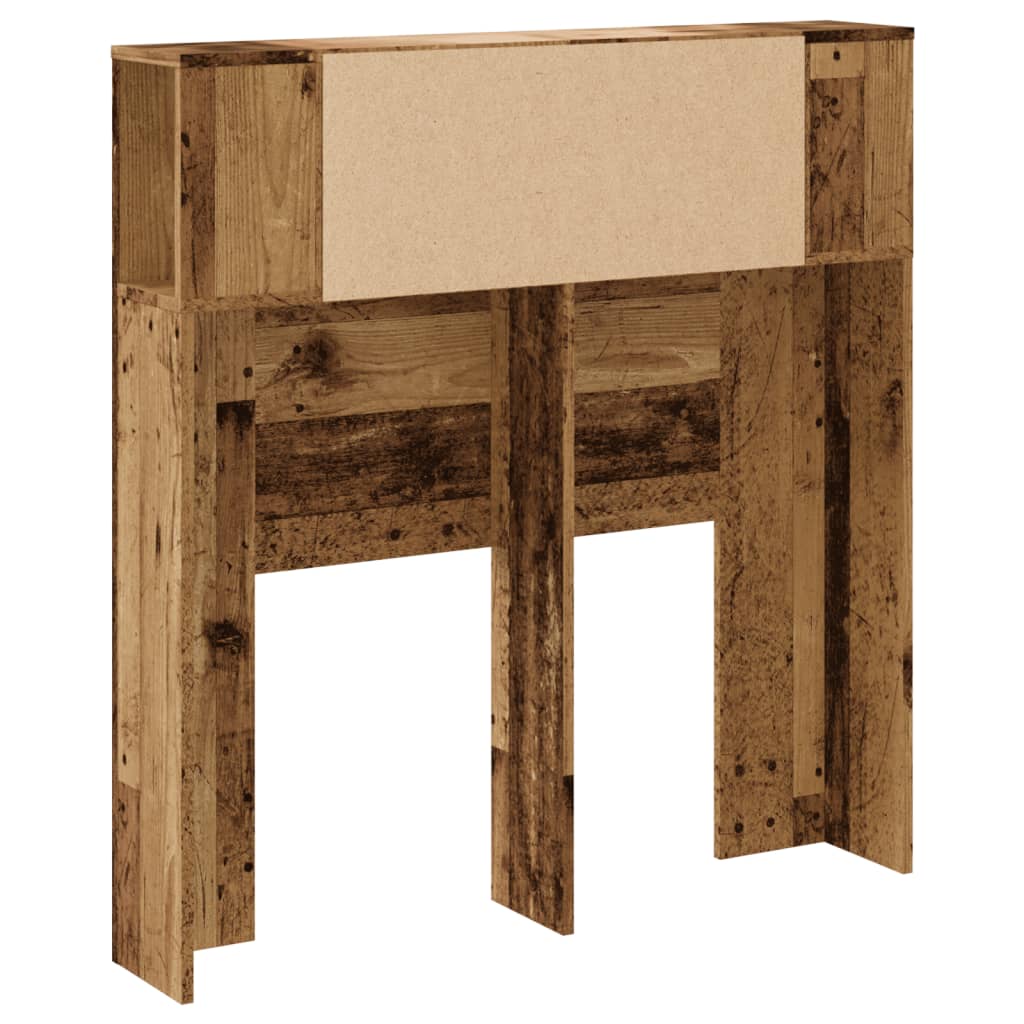 Bed headboard with storage, aged wood, 100x19x104.5cm, engineered wood