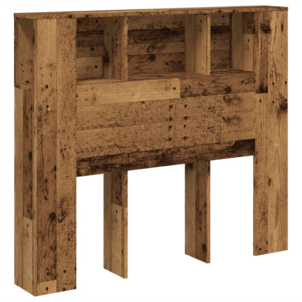 Headboard with storage, aged wood, 120x19x104.5cm, engineered wood