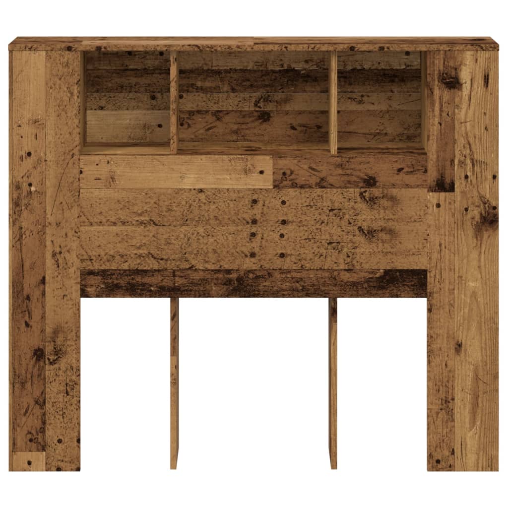 Headboard with storage, aged wood, 120x19x104.5cm, engineered wood