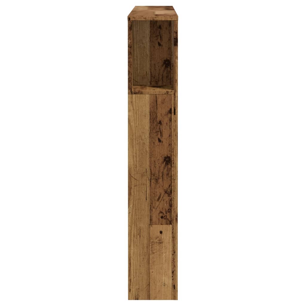 Headboard with storage, aged wood, 120x19x104.5cm, engineered wood