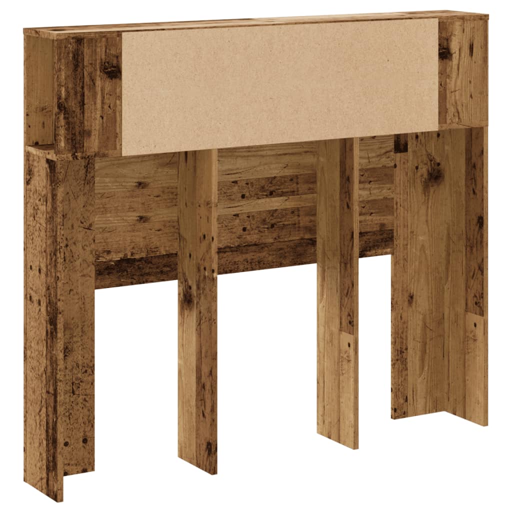 Headboard with storage, aged wood, 120x19x104.5cm, engineered wood