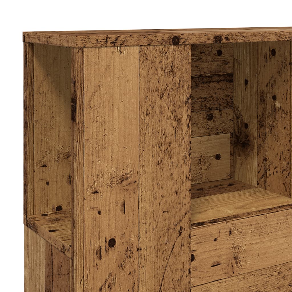 Headboard with storage, aged wood, 120x19x104.5cm, engineered wood