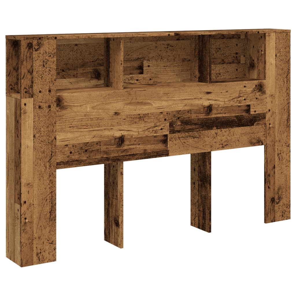 Bed headboard with storage, aged wood, 160x18.5x103.5 cm, engineered wood