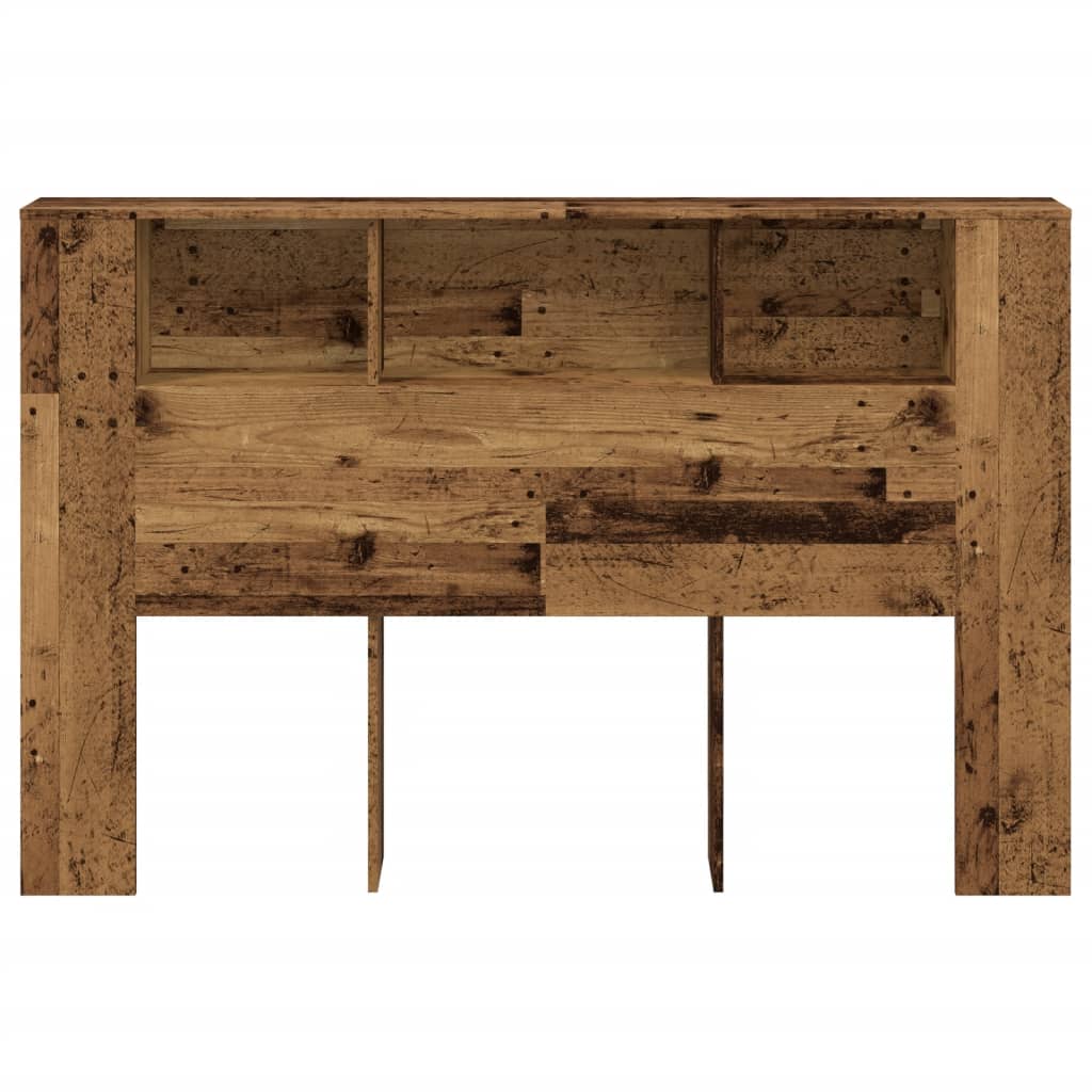 Bed headboard with storage, aged wood, 160x18.5x103.5 cm, engineered wood