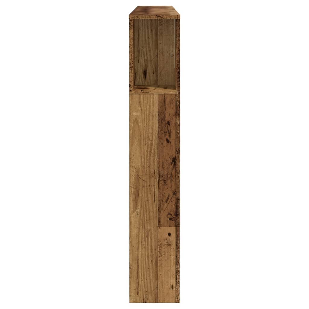 Bed headboard with storage, aged wood, 160x18.5x103.5 cm, engineered wood