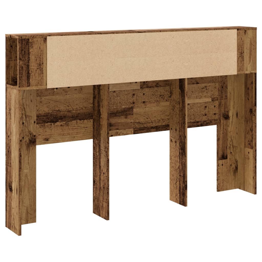Bed headboard with storage, aged wood, 160x18.5x103.5 cm, engineered wood