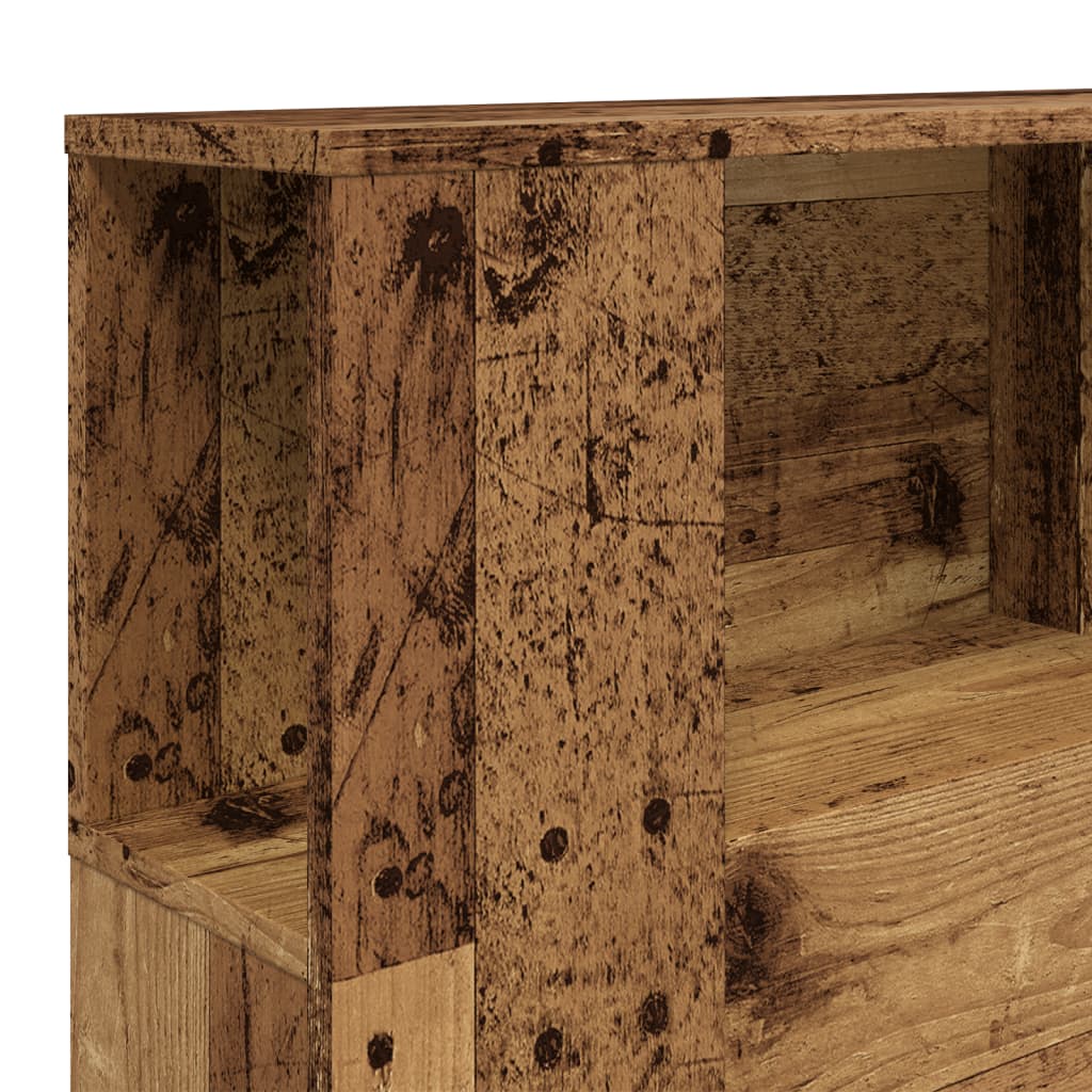 Bed headboard with storage, aged wood, 160x18.5x103.5 cm, engineered wood