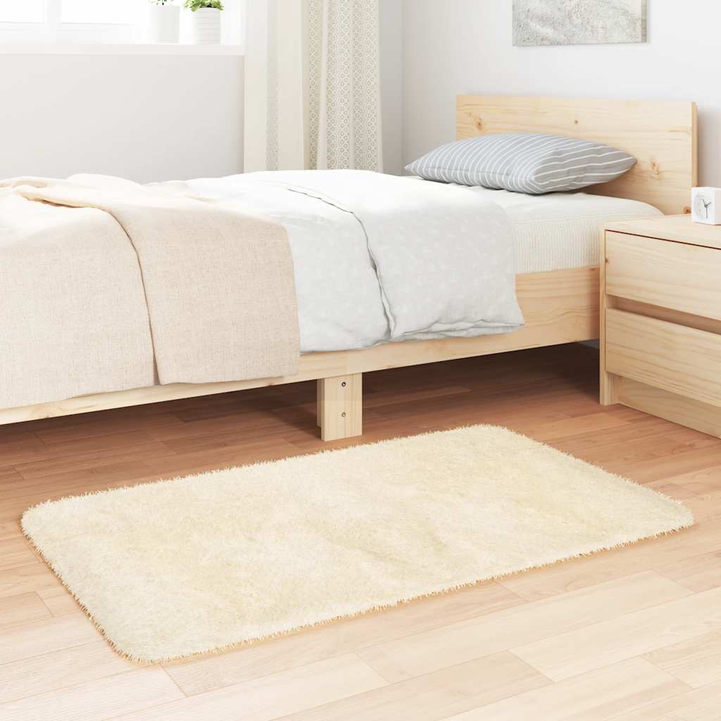 Long pile rug NAVARRA cream white 60x100 cm polyester