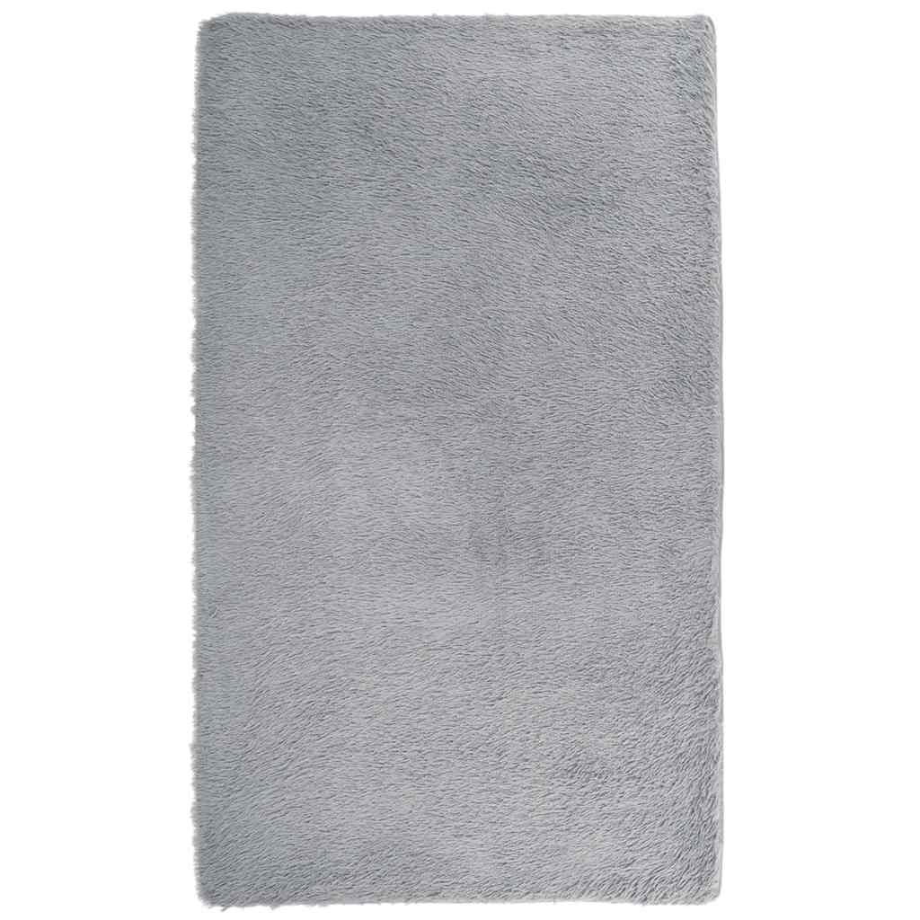 Ryamatta med lång lugg NAVARRA silvergrå 60x100 cm polyester