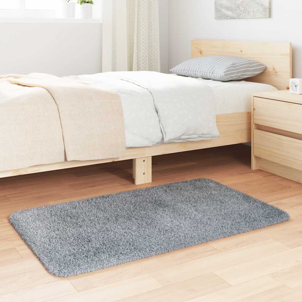 Ryamatta med lång lugg NAVARRA silvergrå 60x100 cm polyester