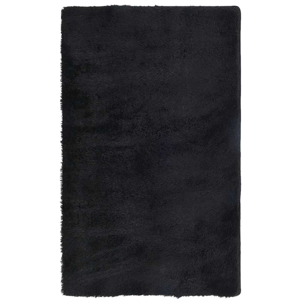 Ryamatta med lång lugg NAVARRA svart 80x150 cm polyester