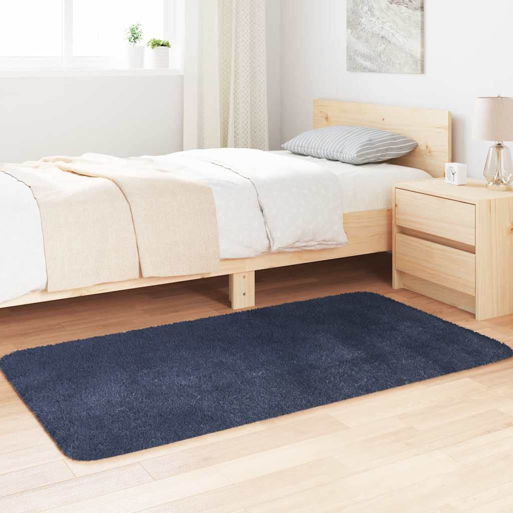 Long pile rug NAVARRA navy blue 80x150 cm polyester