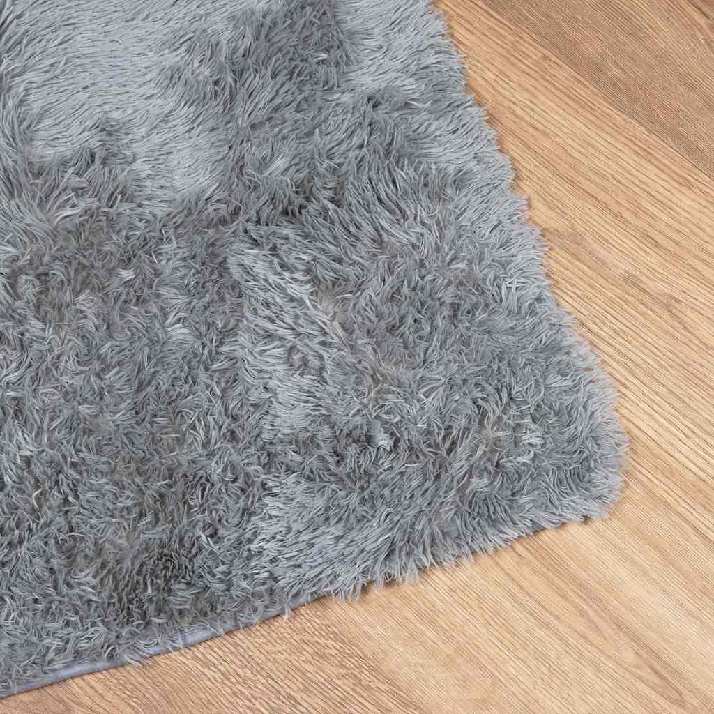 Long pile rug NAVARRA silver grey 80x150 cm polyester