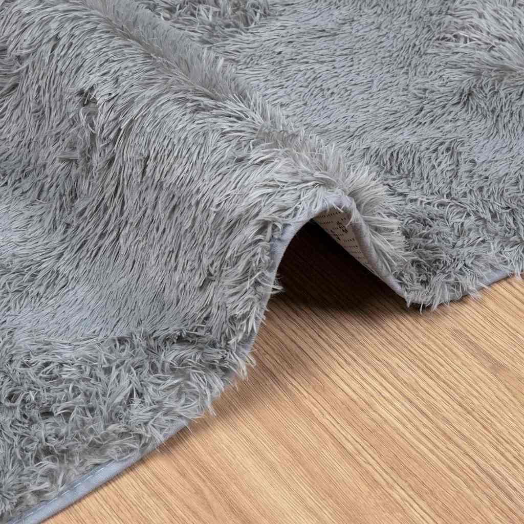 Long pile rug NAVARRA silver grey 80x150 cm polyester