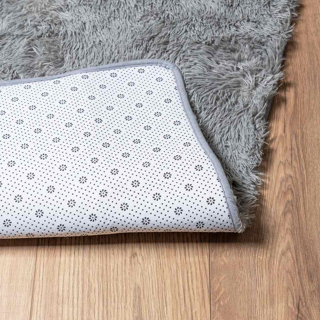 Long pile rug NAVARRA silver grey 80x150 cm polyester