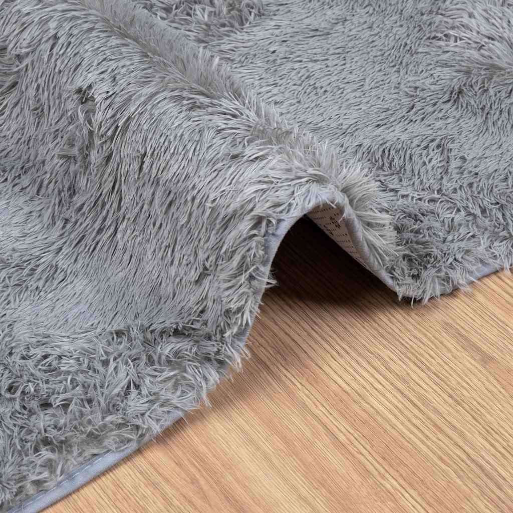 Long pile rug NAVARRA silver grey 120x170 cm polyester