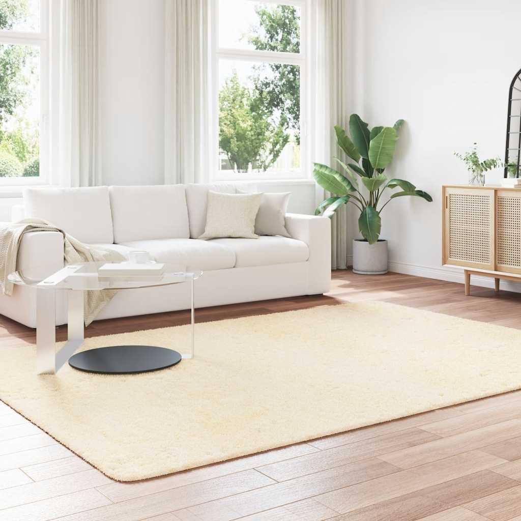 Long pile rug NAVARRA cream 200x290 cm polyester