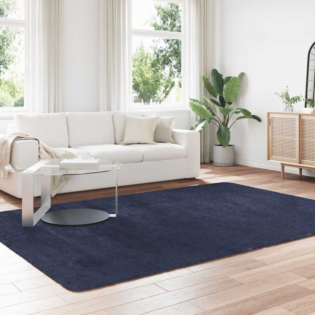 Long pile rug NAVARRA navy blue 200x290 cm polyester