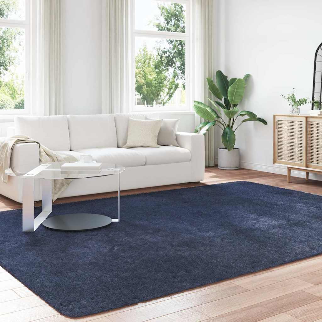 Long pile rug NAVARRA navy blue 240x340 cm polyester