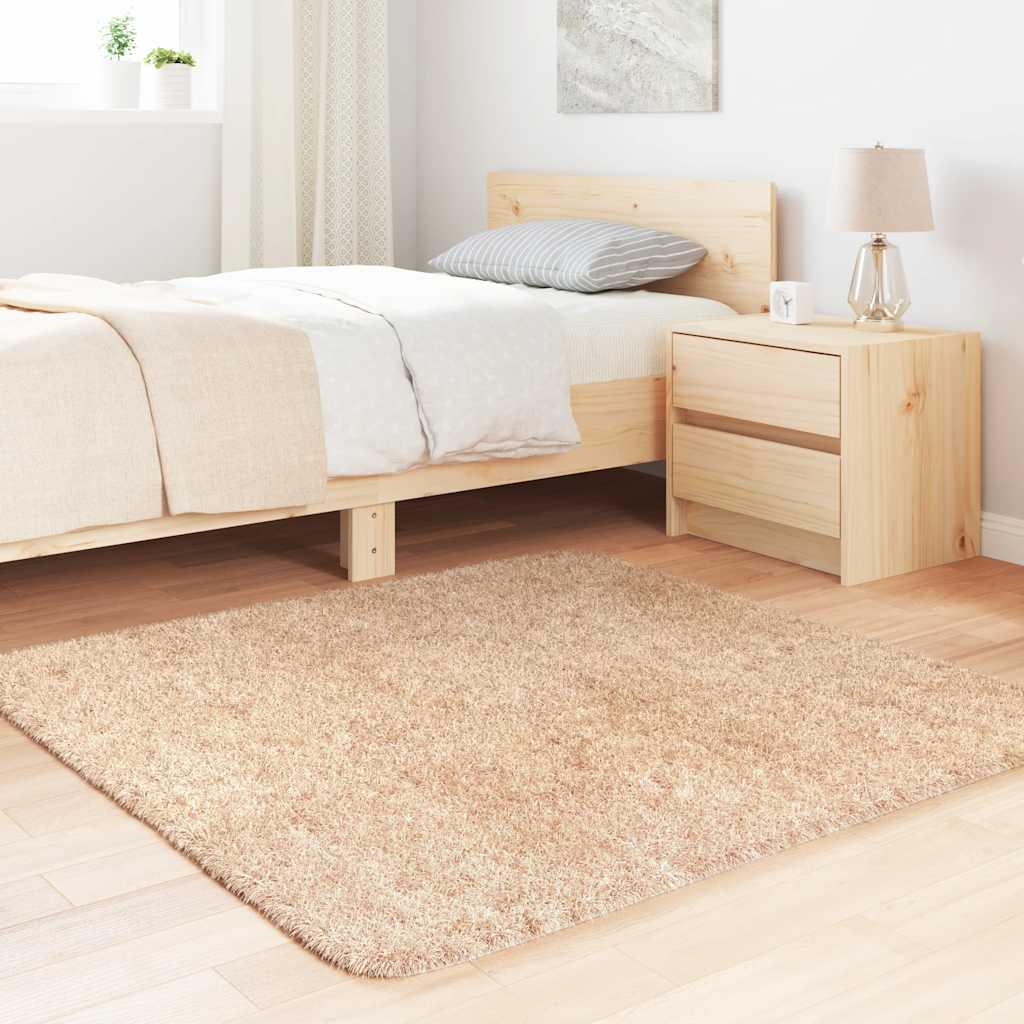 Long pile rug NAVARRA beige 120x120 cm polyester