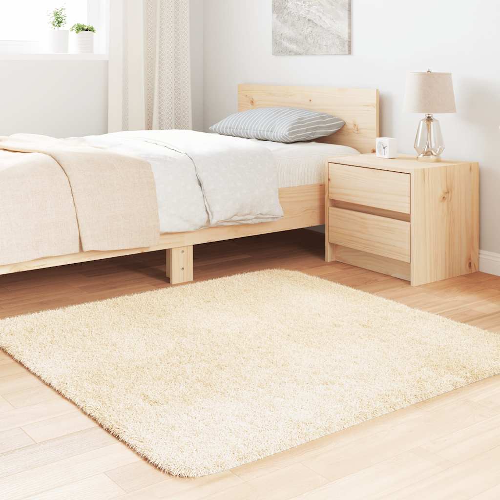 Long pile rug NAVARRA cream white 120x120 cm polyester