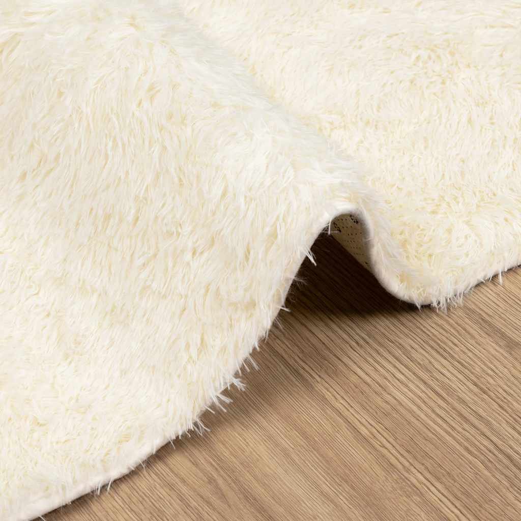 Long pile rug NAVARRA cream white 120x120 cm polyester