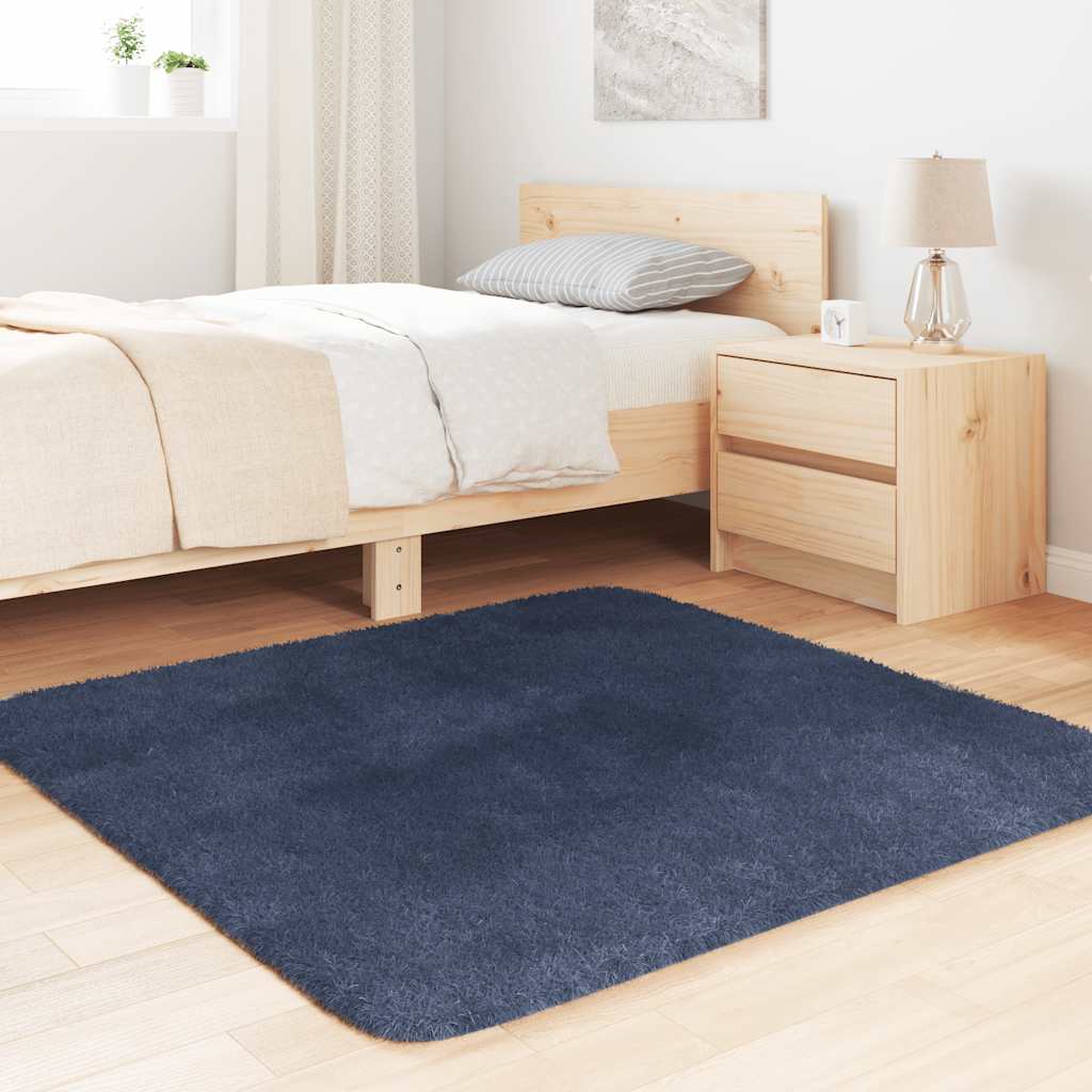 Long pile rug NAVARRA navy blue 120x120 cm polyester