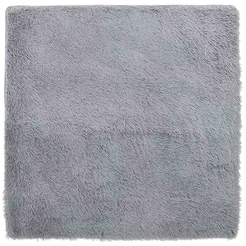 Long pile rug NAVARRA silver grey 120x120 cm polyester