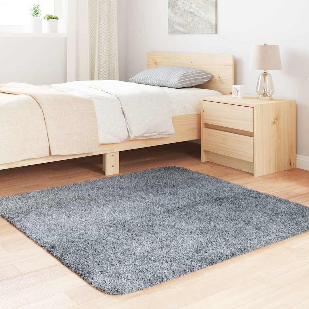 Long pile rug NAVARRA silver grey 120x120 cm polyester