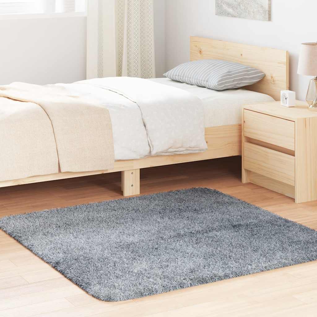 Long pile rug NAVARRA silver grey 120x120 cm polyester