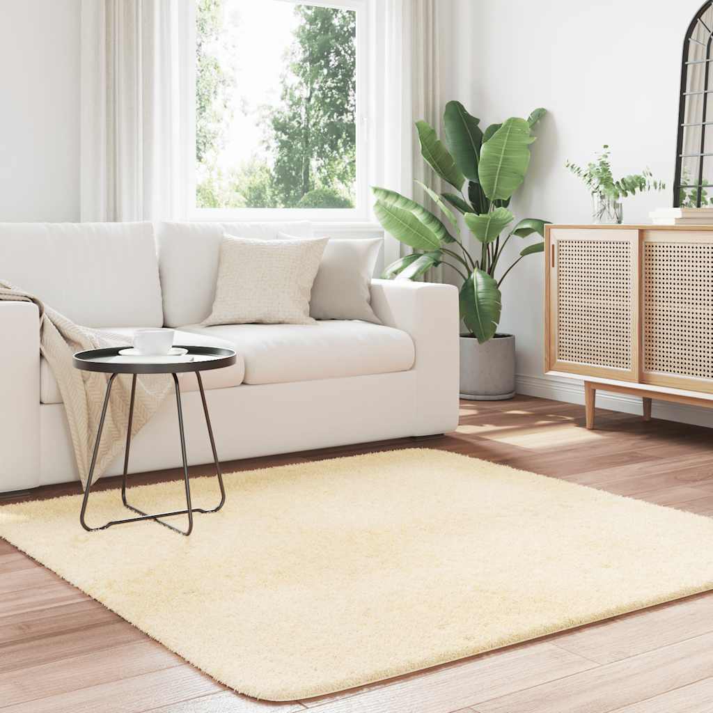 Long pile rug NAVARRA cream white 160x160 cm polyester
