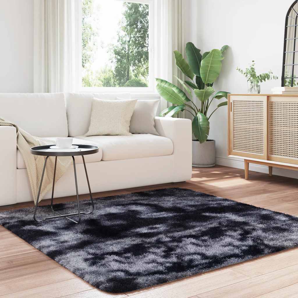 Long pile rug NAVARRA dark grey 160x160 cm polyester