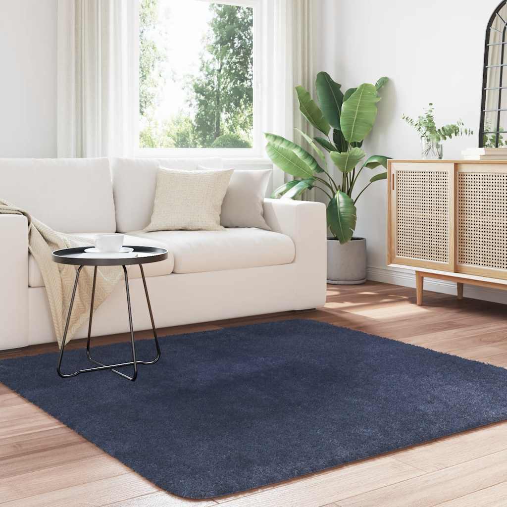 Long pile rug NAVARRA navy blue 160x160 cm polyester