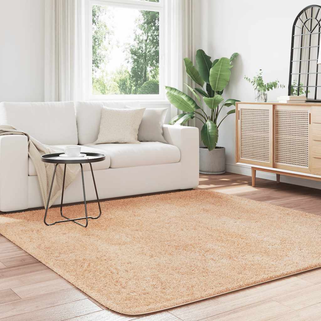 Long pile rug NAVARRA beige 200x200 cm polyester