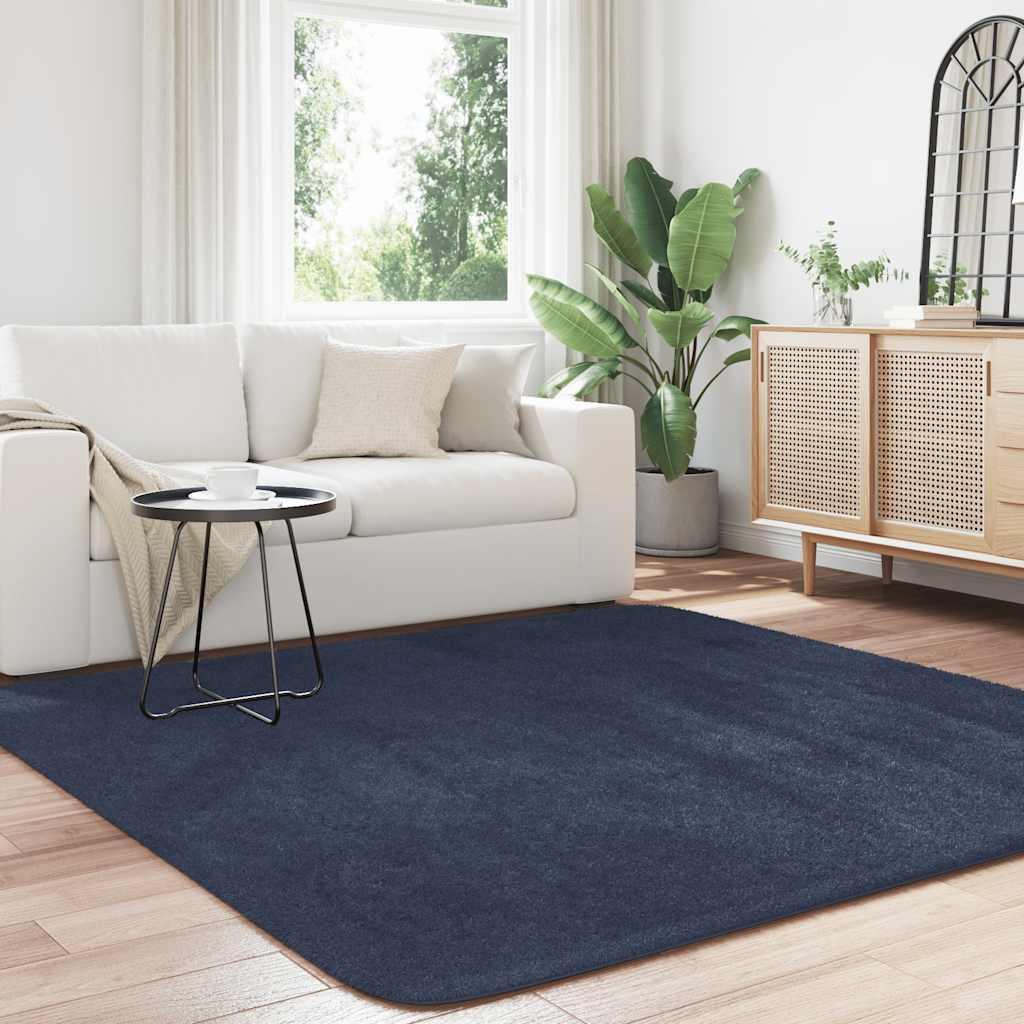 Long pile rug NAVARRA navy blue 200x200 cm polyester