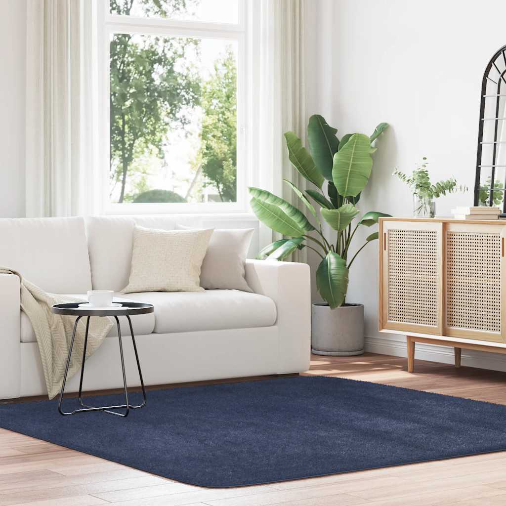 Long pile rug NAVARRA navy blue 200x200 cm polyester