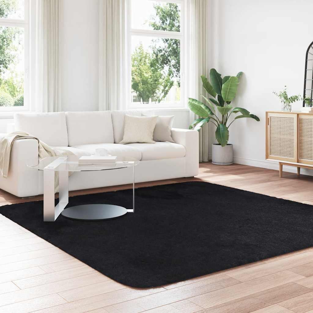 Long pile rug NAVARRA black 240x240 cm polyester