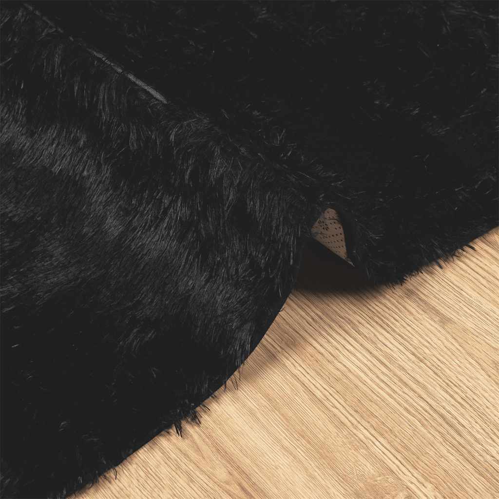 Long pile rug NAVARRA black 240x240 cm polyester
