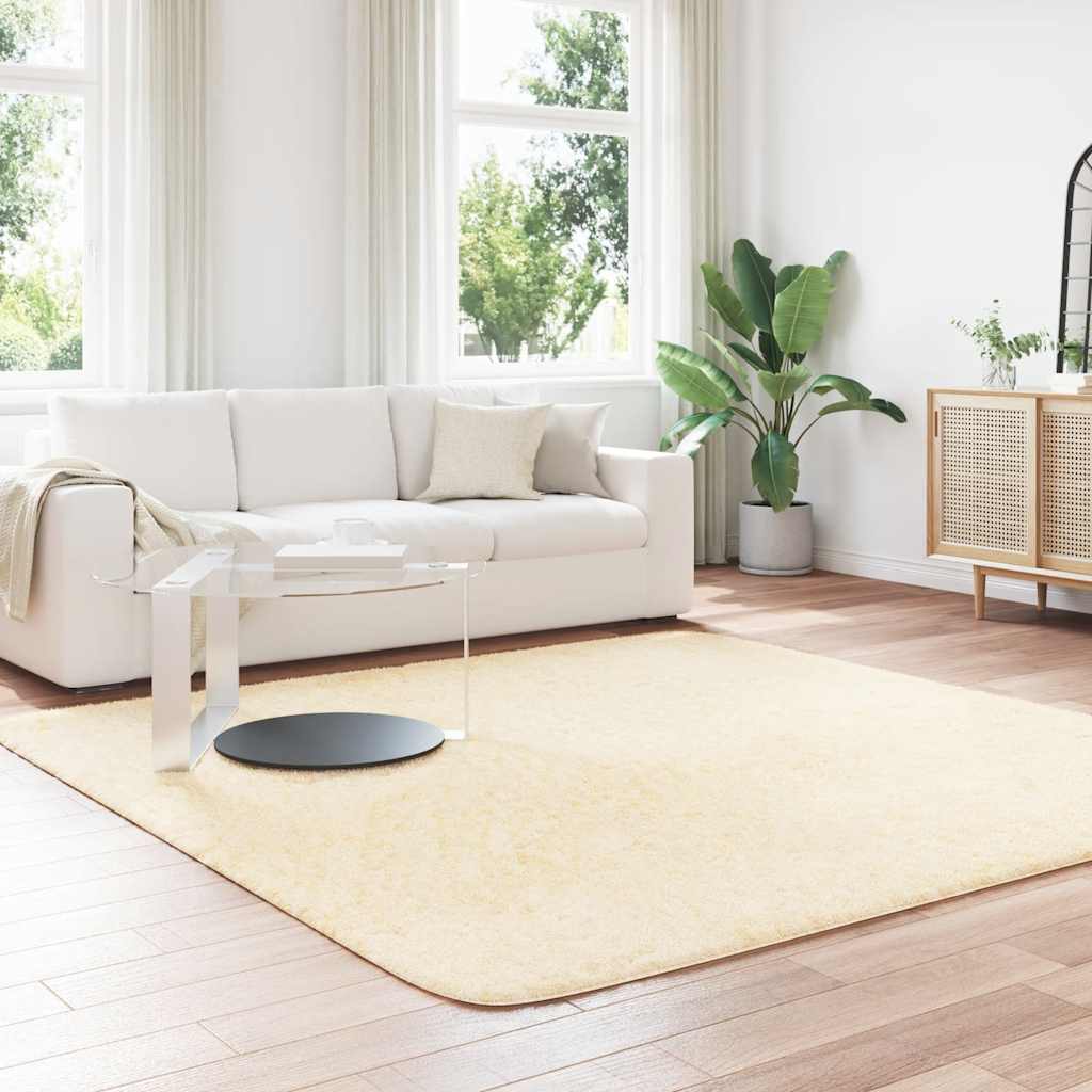 Long pile rug NAVARRA cream white 240x240 cm polyester