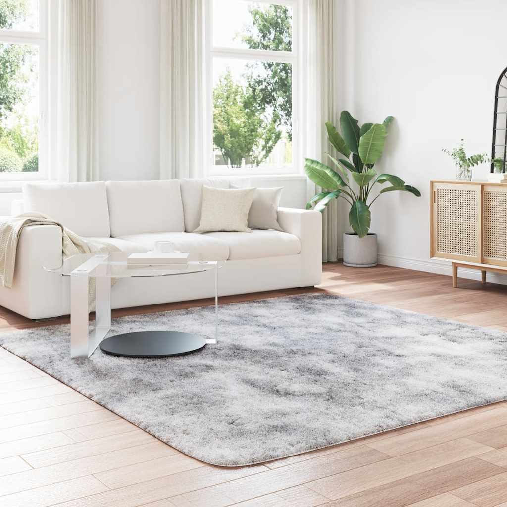 Long pile rug NAVARRA light grey 240x240 cm polyester