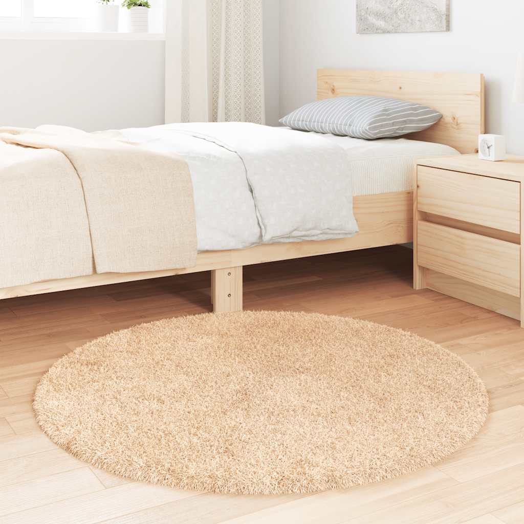 Long pile rug NAVARRA beige 100x100 cm polyester