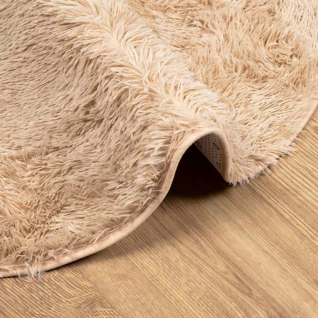 Long pile rug NAVARRA beige 100x100 cm polyester