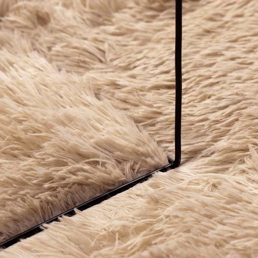 Long pile rug NAVARRA beige 100x100 cm polyester