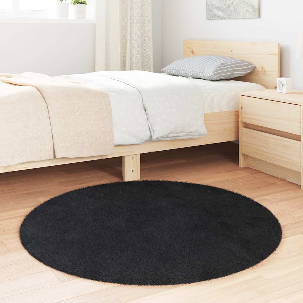 Long pile rug NAVARRA black 100x100 cm polyester