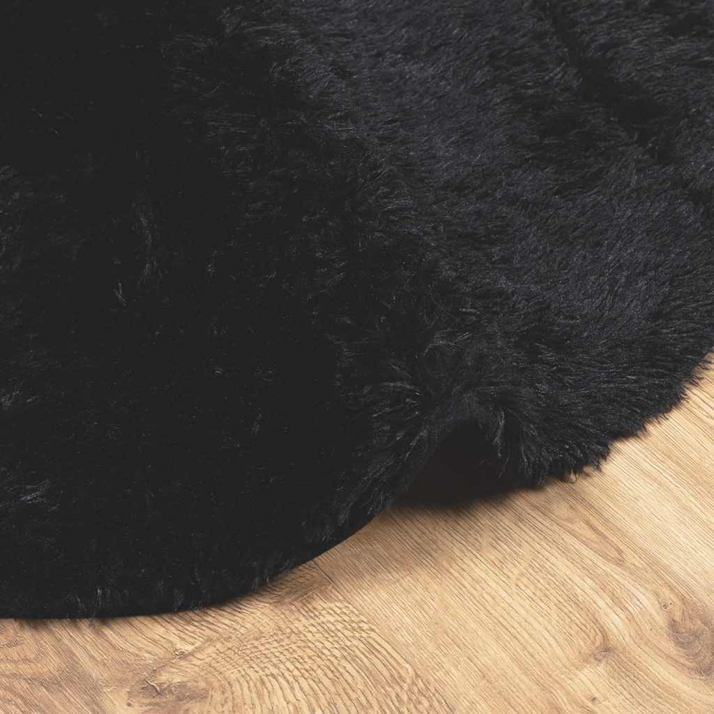 Long pile rug NAVARRA black 100x100 cm polyester