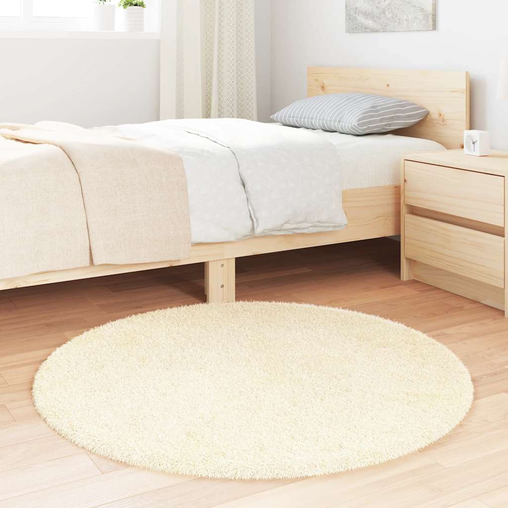 Long pile rug NAVARRA cream 100x100 cm polyester